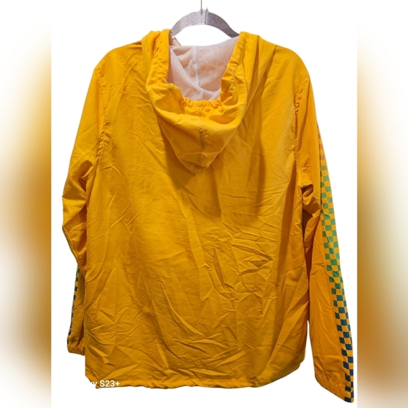 Vintage rare y2k Hype yellow windbreaker hood pullover checkered colorful M - Picture 2 of 10